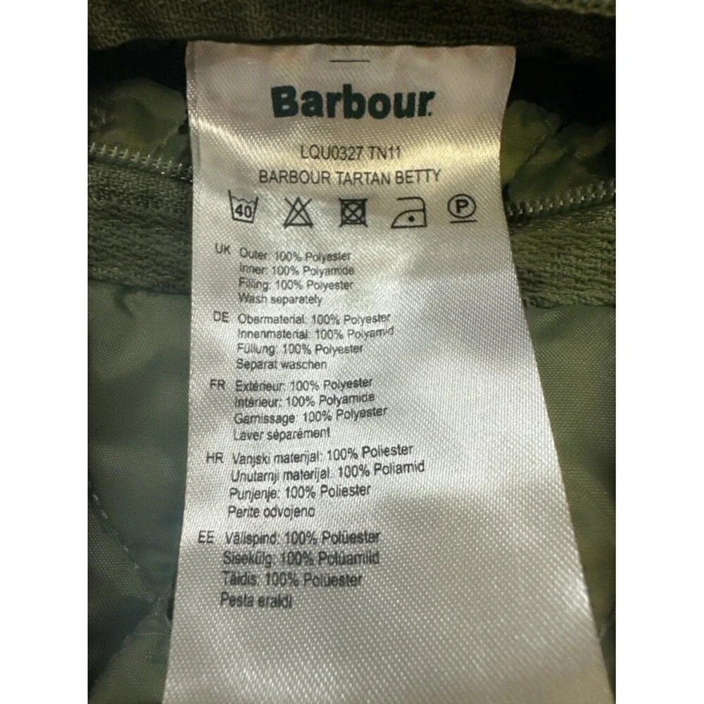 Barbour Vest Tartan Betty Quilted Gilet Liner Womens 6 Green Classic